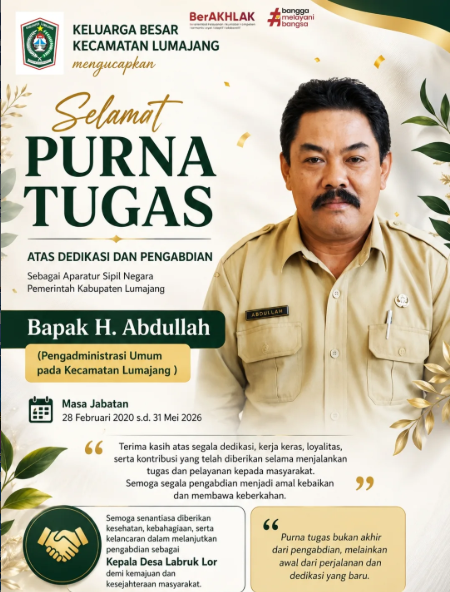 Ucapan Selamat Purna Tugas Kepada Bapak H. Abdullah
