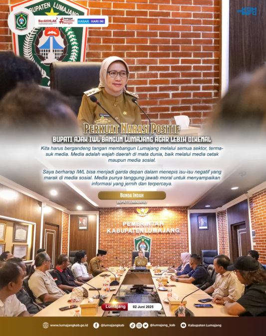 Bupati Lumajang, Bunda Indah, mengajak Ikatan Wartawan Lumajang (IWL) untuk bersinergi membangun cit