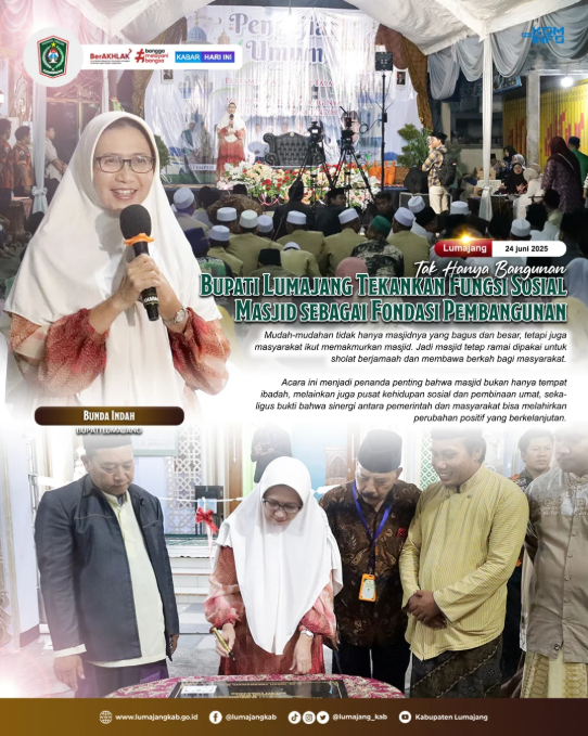 Bupati Lumajang tekankan fungsi sosial masjid sebagai fondasi pembangunan 