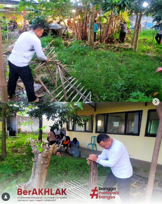 KERJA BAKTI BERSAMA – HALAMAN SAMPING KANTOR KECAMATAN LUMAJANG DITATA LEBIH INDAH DAN FUNGSIONAL