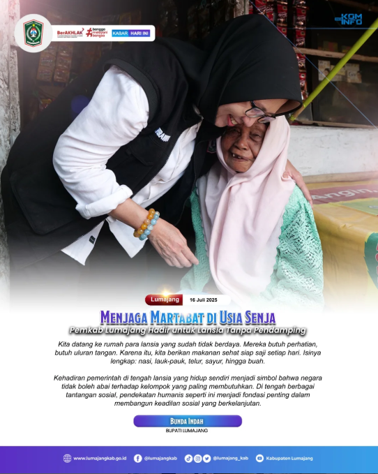 Bunda Indah dan Wabup Yudha menyapa langsung para lansia yang hidup sendiri di Kecamatan Klakah. 