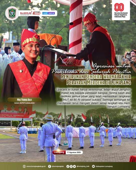 Apresiasi untuk Paskibraka dan Seluruh Panitia, Penurunan Bendera Warnai Akhir Perayaan Merdeka di L