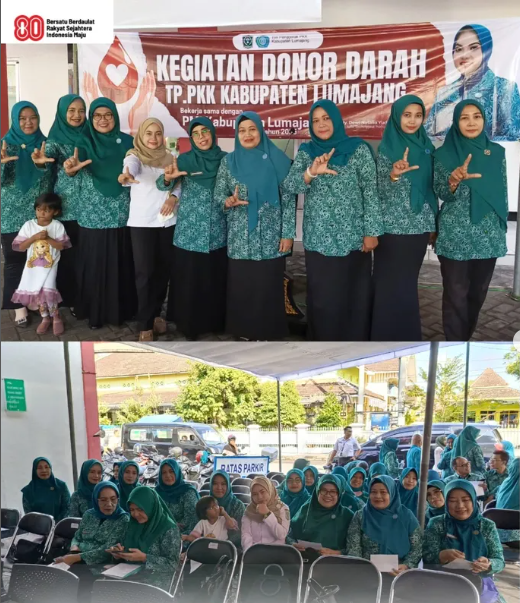 Ketua TP. PKK Kecamatan Lumajang berpartisipasi dalam kegiatan Donor Darah.