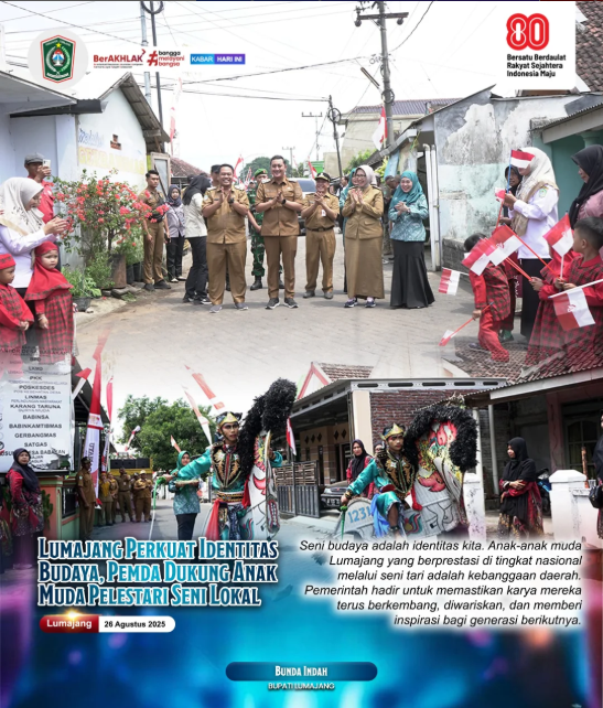 Bunda Indah dan Mas Yudha hadir mendukung penampilan Sanggar Kesenian Suryo Putro Semeru di Desa Bab