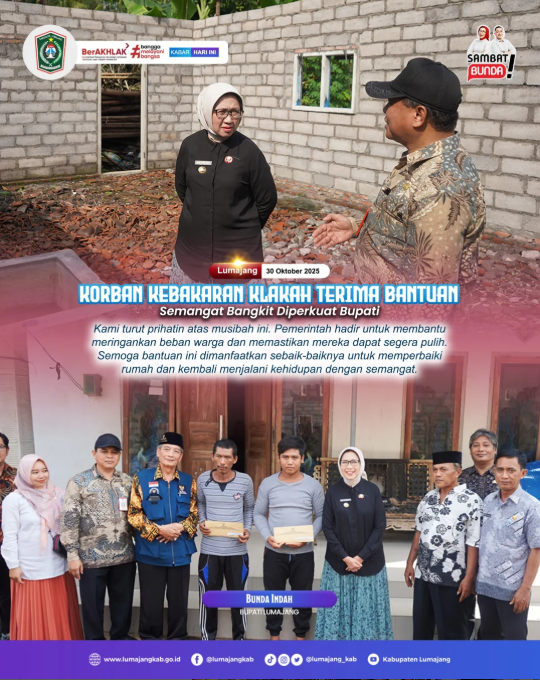 Korban Kebakaran di Klakah Terima Bantuan, Bunda Indah Hadir Kuatkan Semangat Warga 