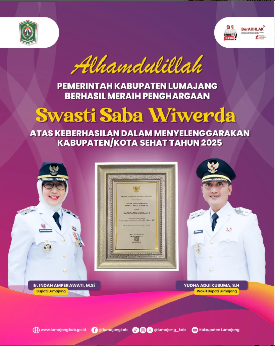Pemerintah Kabupaten Lumajang kembali meraih penghargaan Swasti Saba Wiwerda Tahun 2025