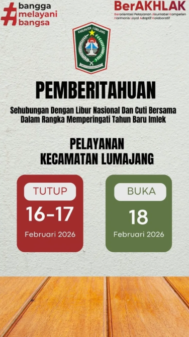 PENGUMUMAN LIBUR PELAYANAN KECAMATAN LUMAJANG