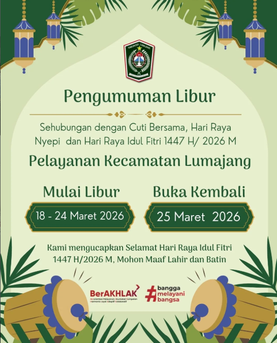 PENGUMUMAN LIBUR PELAYANAN KECAMATAN LUMAJANG