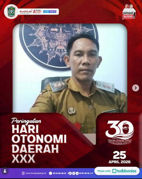 Kelurahan Tompokersan mengucapkan Selamat Memperingati Hari (Otoda) Tahun 2026