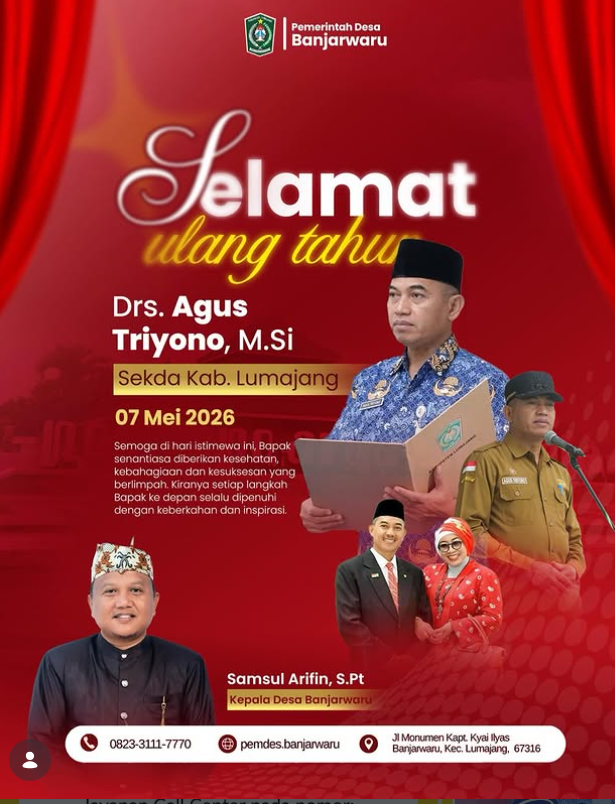 Pemerintah Desa Banjarwaru Mengucapkan selamat Ulang Tahun