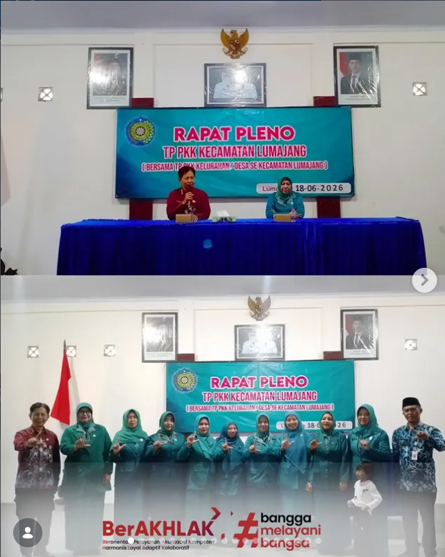 Rapat Pleno PKK Kecamatan Lumajang bersama Tim Penggerak PKK Kelurahan dan Desa se Kecamatan Lumajan
